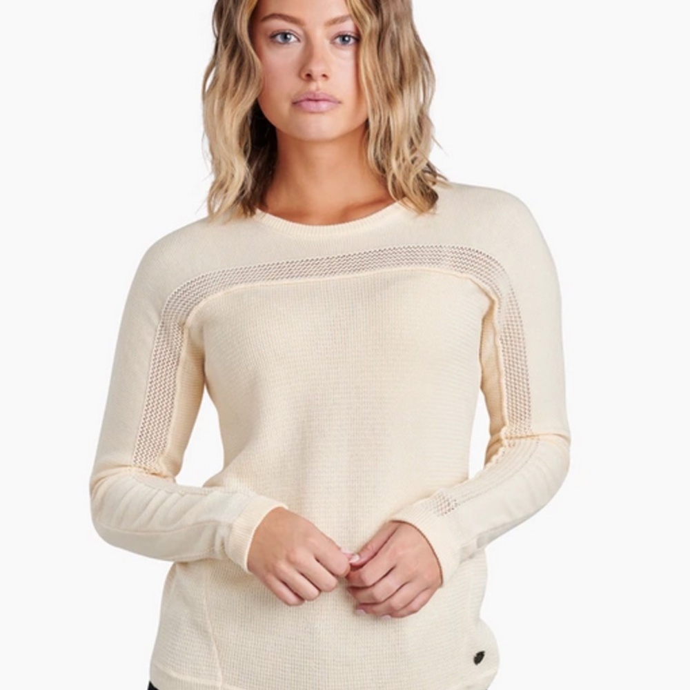 KÜHL Kosta Sea Salt Thermal Open Stitch Sweater Cashmere Blend Size S